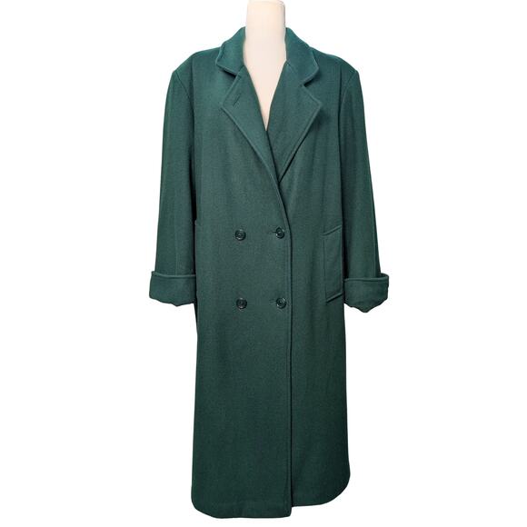 Vintage Forest Green 80% Wool Double Breasted Coat 3XL/24W - Picture 2 of 10